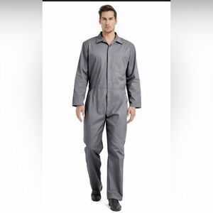 Tootsie RN 144517 Men's Gray Long Sleeve Work Coverall Jumpsuit, Size Large.
